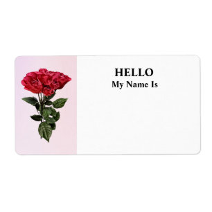 Etiqueta Rosas Vermelhas e Folhas