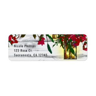 Etiqueta Rosas Vermelhas Românticas aquarela & Casamento de