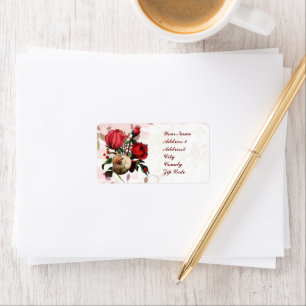 Etiqueta Rosas vermelhos e cor-de-rosa customizáveis