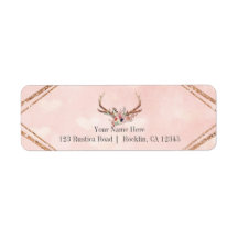 Rose Blush Rosa Floral Chifre de Veado Boho Chic