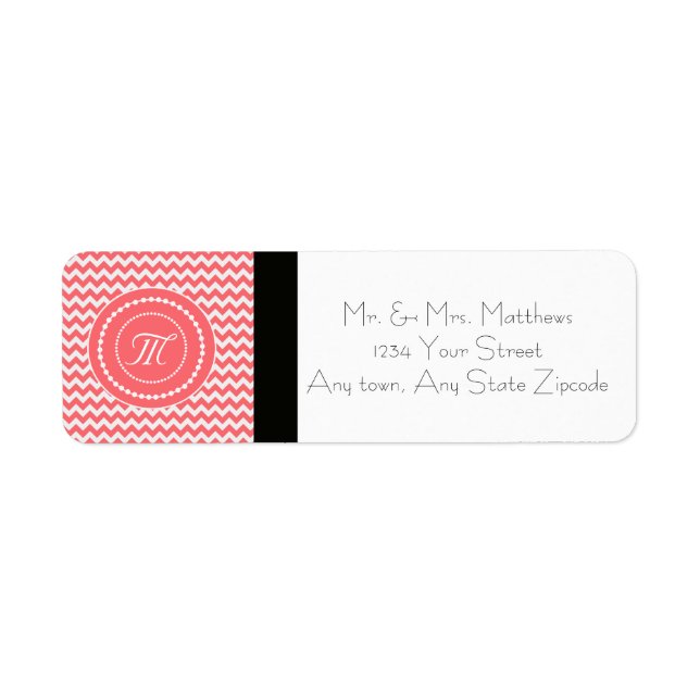 Etiqueta Rose Chevron Monogramada (Frente)