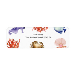 Etiqueta Rose gold Coastal Chic Watercolor