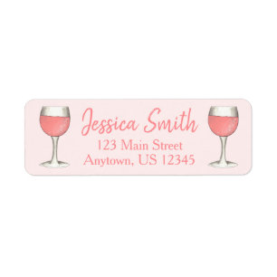 Etiqueta Rosé Wine Glass Pink Blush Zinfandel Personalizado
