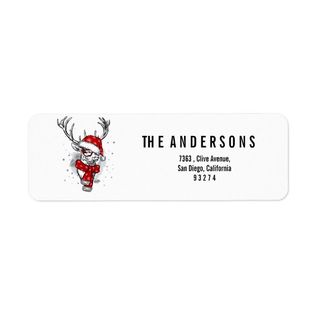 Etiqueta Rosto de Reindeer de Natal (Frente)