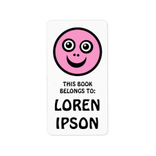 Etiqueta Rosto Engraçado - Rosa - Placa De Livros