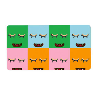 Etiqueta Rostos de blocos monstruosos sorridentes