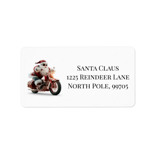 Etiqueta Rota Personalizada 66 Biker Santa Mail (Frente)