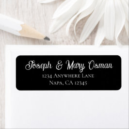 Etiqueta Roteiro Branco Preto Elegante Casamento Personaliz