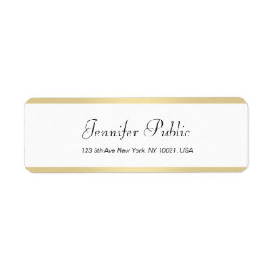Etiqueta Roteiro chique branco Dourado moderno elegante da