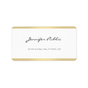 Etiqueta Roteiro chique branco Dourado simples elegante
