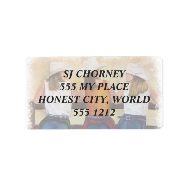 ETIQUETA ROTULAGENS DE ENDEREÇO DE COWGIRLS DIVERTIDAS (Frente)