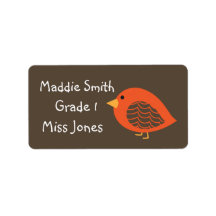 Rótulas de livros de nomes de aves laranja