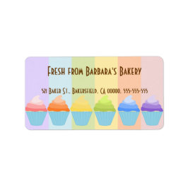 Etiqueta Rótulo Arco-íris de Cupcakes