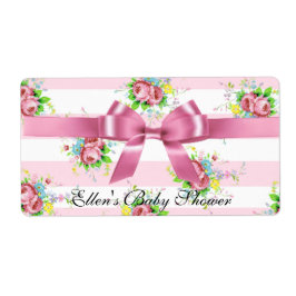 Etiqueta Rótulo da Garrafa de Água Floral Rosa-Rosa Vintage