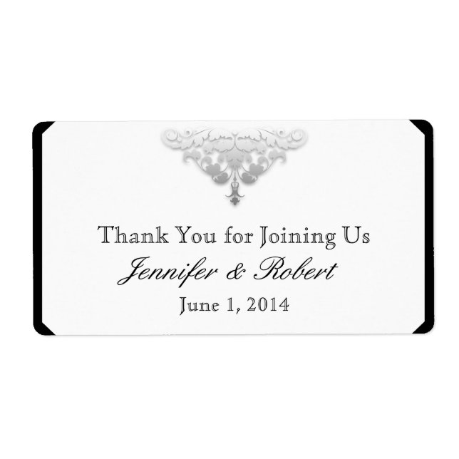 Etiqueta Rótulo da Garrafa de Água Preto e Prateado Branco (Frente)