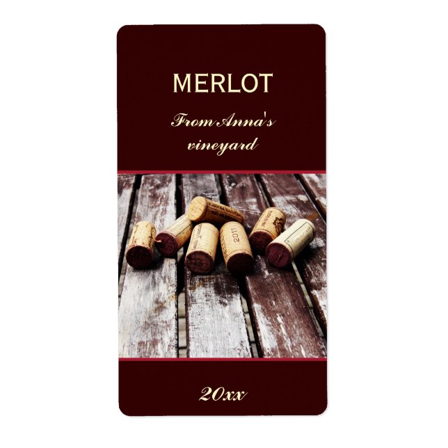 Etiqueta Rótulo da garrafa de rolha de vinho (Frente)