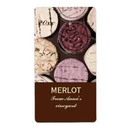 Etiqueta Rótulo da garrafa de rolha de vinho