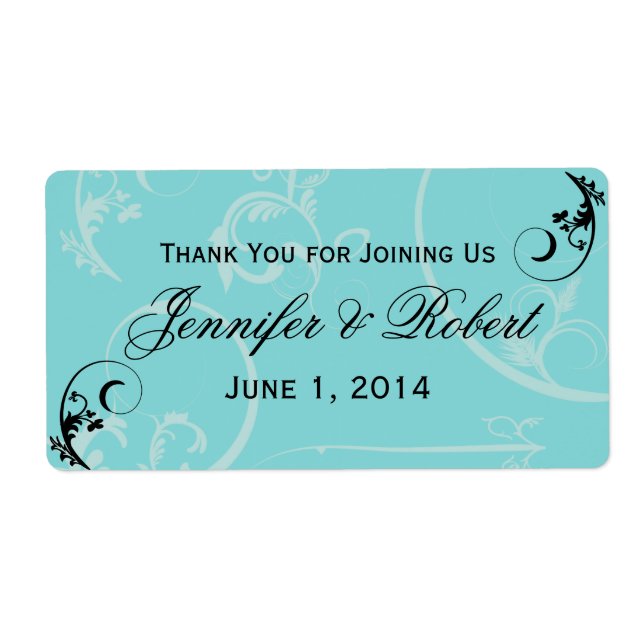 Etiqueta Rótulo da Garrafa Negra Turquesa (Frente)