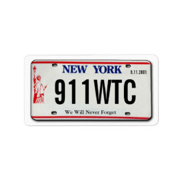 Etiqueta Rótulo da Placa de Licença NY Memorial 911