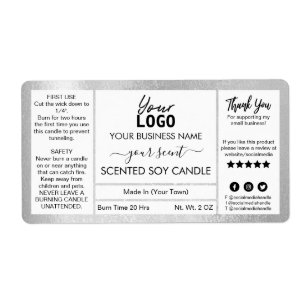 Etiqueta Rótulo da Vela de Soja Perfumada de Tinta Silver