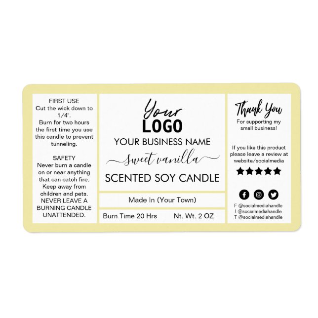Etiqueta Rótulo da Vela de Soja Perfumada de Vanilla Modern (Frente)