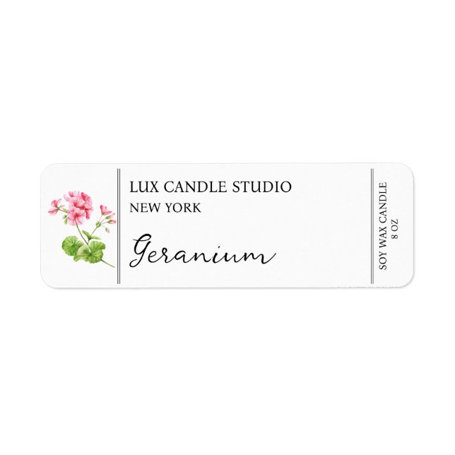 Etiqueta Rótulo da Vela Geranium (Frente)