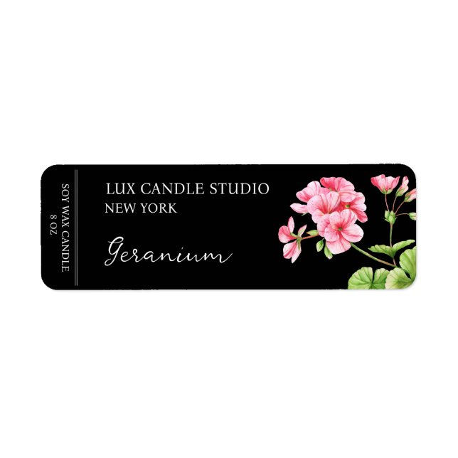Etiqueta Rótulo da Vela Geranium (Frente)