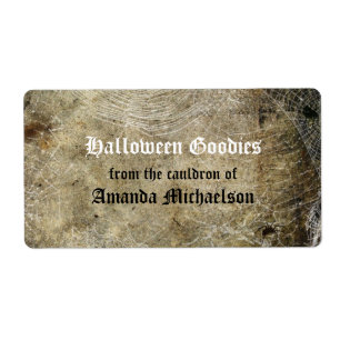 Etiqueta Rótulo das aranhas e da cozinha do Halloween