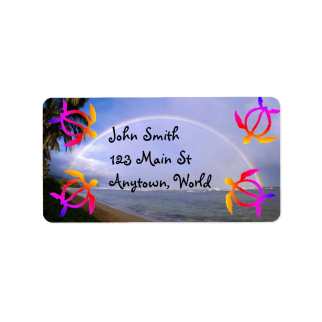 Etiqueta Rótulo das Tartarugas Honu, praia Havaiana (Frente)