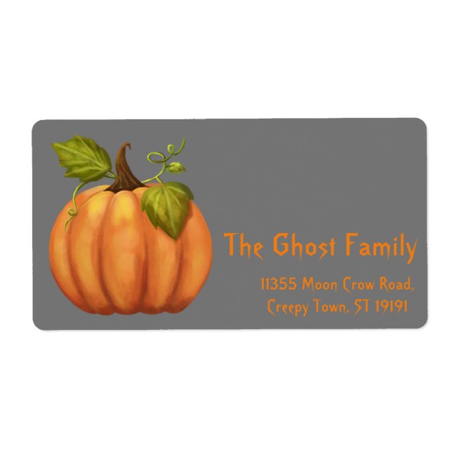 Etiqueta Rótulo de Abóbora Fantasmas Personalizados do Hall (Frente)