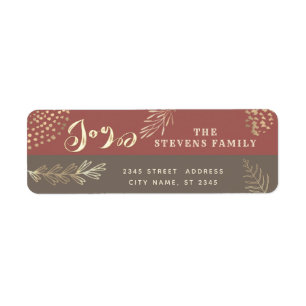 Etiqueta Rótulo de alegria de script de férias botânico de 