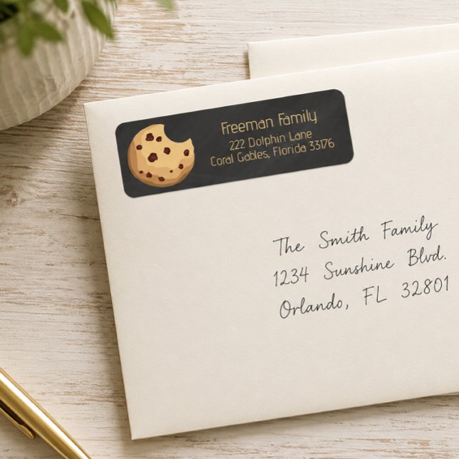 Etiqueta Rótulo de Aniversário Leite & Biscoitos – Biscoito (Cookie Return Address Label)
