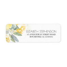 Etiqueta Rótulo de Aquarela Floral Amarelo