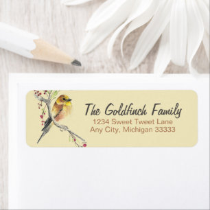 Etiqueta Rótulo de Arte de Aquarela Americana Goldfinch