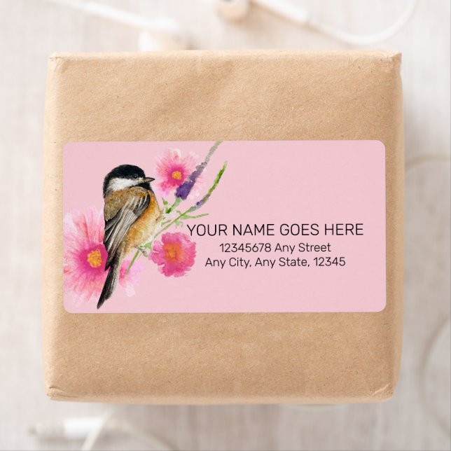 Etiqueta Rótulo de Arte de Aquarela Preta-Chickadee (Insitu)