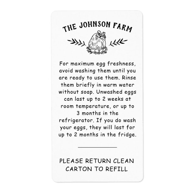 Etiqueta Rótulo de Caixa de Devolução de Ovos Manipulados N (Frente)