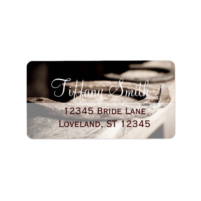 Etiqueta Rótulo de Casamento de Vaqueiro Rustic Country Hor (Frente)