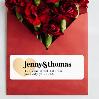 Etiqueta Rótulo de Casamento Dourado do Coração Branco Eleg