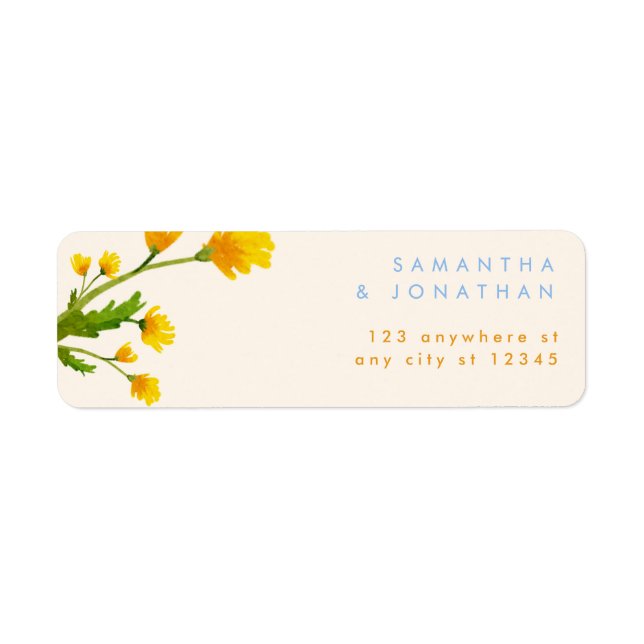 Etiqueta Rótulo de casamento editável botão-de-ouro azul e  (Frente)