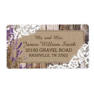 Etiqueta Rótulo de Casamento Russo de Madeira e Lavanda