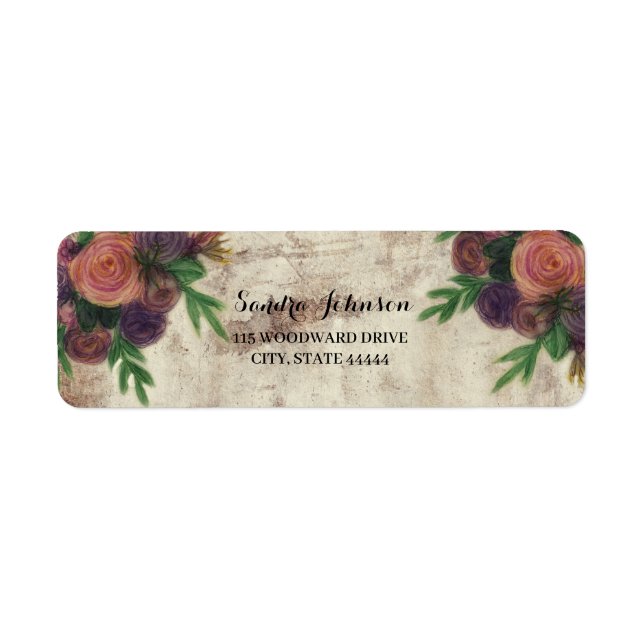 Etiqueta Rótulo de Casamento Rustic Watercolor Rosa & Mason (Frente)