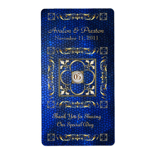 Etiqueta Rótulo de Cascata de Vidro Azul Imperador (Frente)