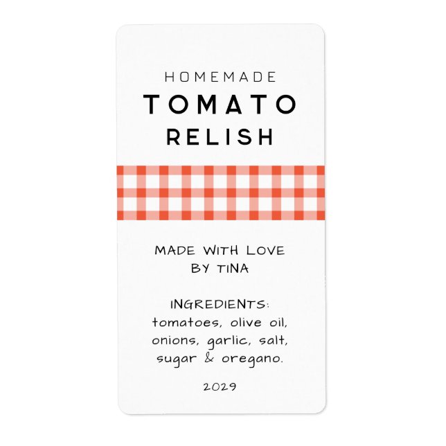 Etiqueta Rótulo de Chutney de Tomate Caseiro Editável (Frente)