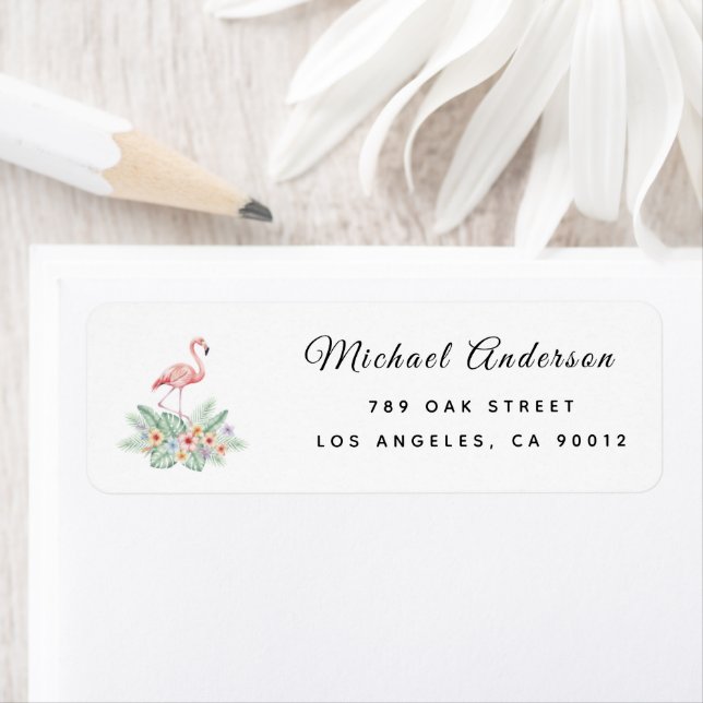 Etiqueta Rótulo de Chuveiro de Bebê Flamingo Floral Aquarel (Insitu)