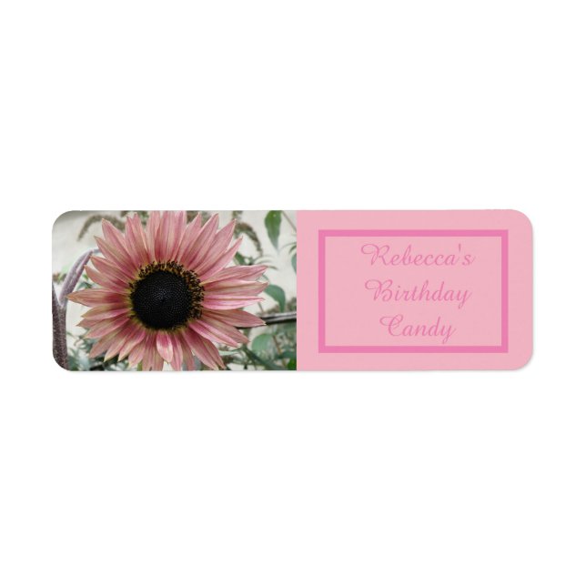 Etiqueta Rótulo de Comida Personalizado de Girassol Rosa Pá (Frente)