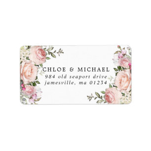 Etiqueta Rótulo de Correio de Casamento de Russo Floral Co