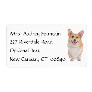 Etiqueta Rótulo de Correio do Nome do Cão de Puppy Corgi