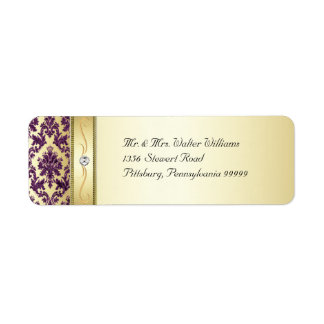 Etiqueta Rótulo de Diamante do Damasco Dourado Elegante Rox