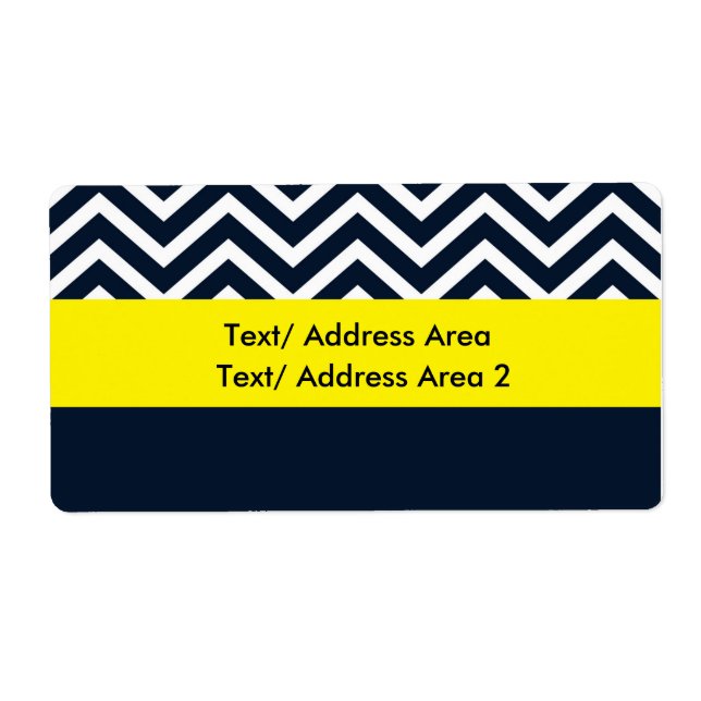 Etiqueta Rótulo de Embalagem de Envio Azul Amarelo Chevron  (Frente)