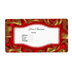Etiqueta Rótulo de Endereço Abstrato Vermelho Dourado